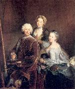PESNE, Antoine The Artist at Work with his Two Daughters USA oil painting artist